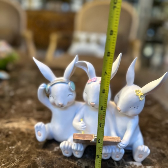 Cute three Easter bunnies friends reading book table decor. - Picture 4 of 4